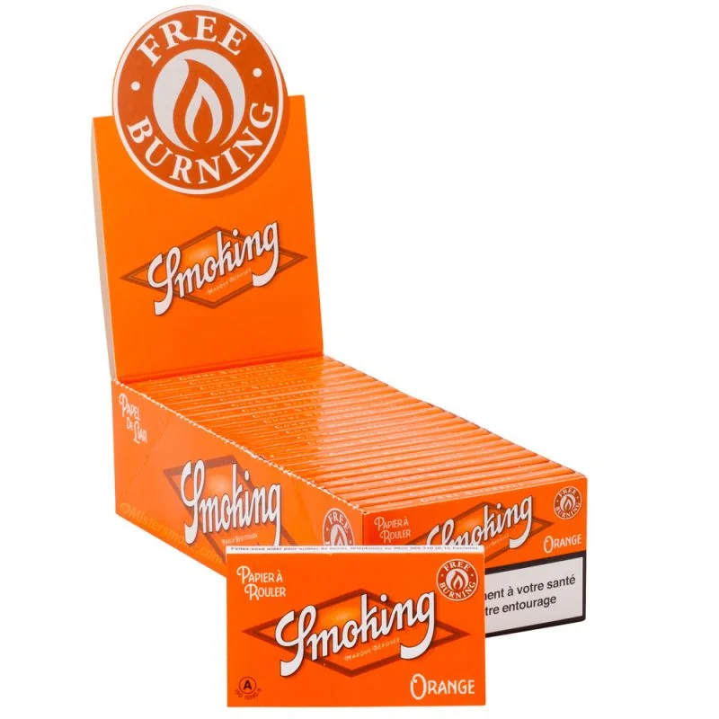 Papier à rouler Smoking Orange Regular - Boite de 25 carnets. Papier à rouler épais et de qualité.