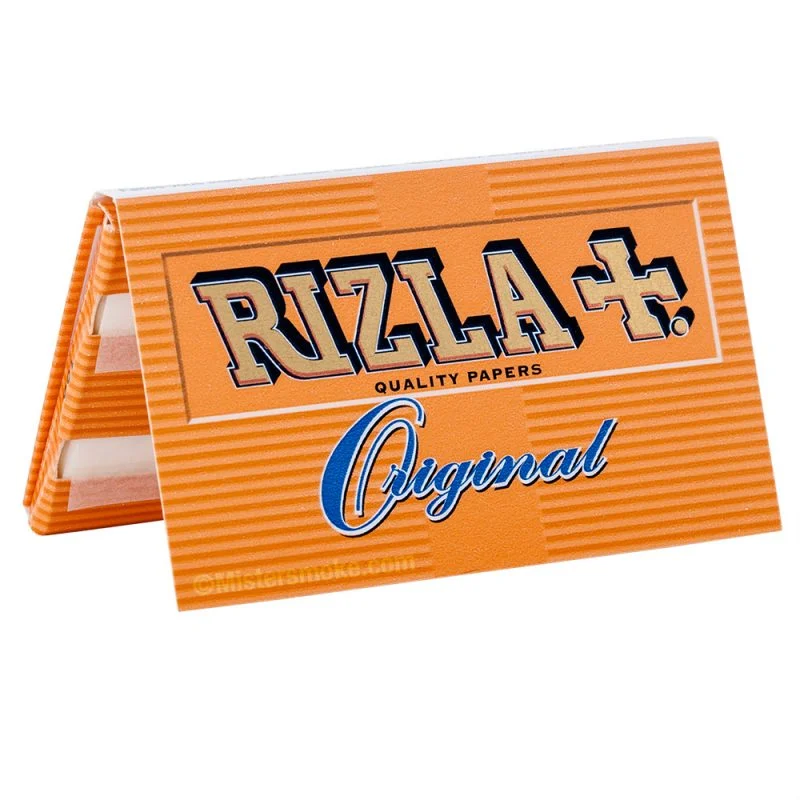 Rizla Orange - Papier à rouler court (petites feuilles) - Carnet de 100 feuilles blanchies sans chlore.