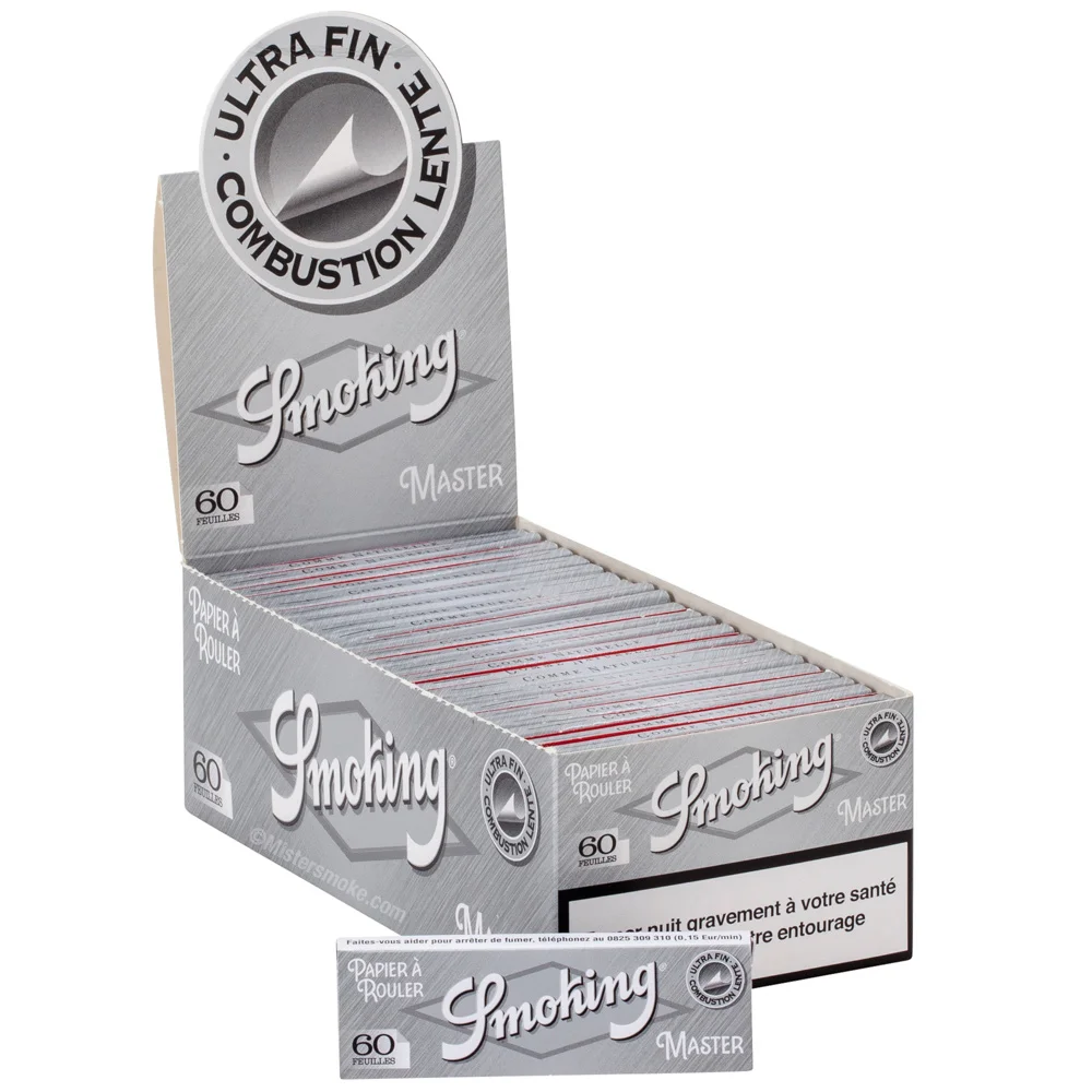Boîte de 50 carnets Smoking Master n°8 Regular, feuilles à rouler ultra-fines, format classique, pour un roulage facile et précis.