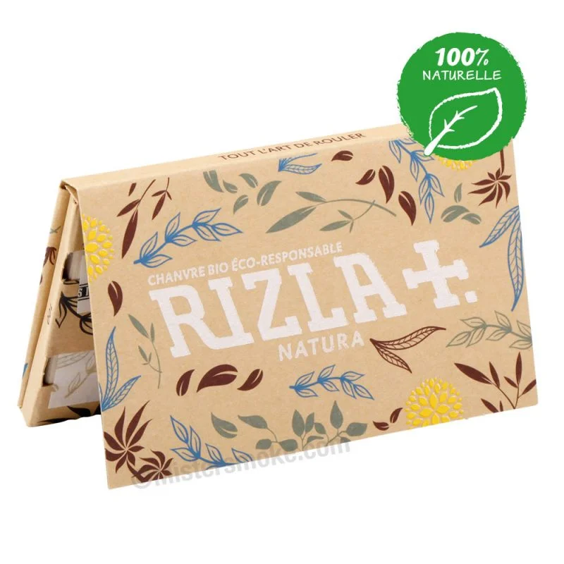 Rizla+ Regular Natura, feuilles à rouler naturelles et non blanchies, format court, respectueux de l’environnement