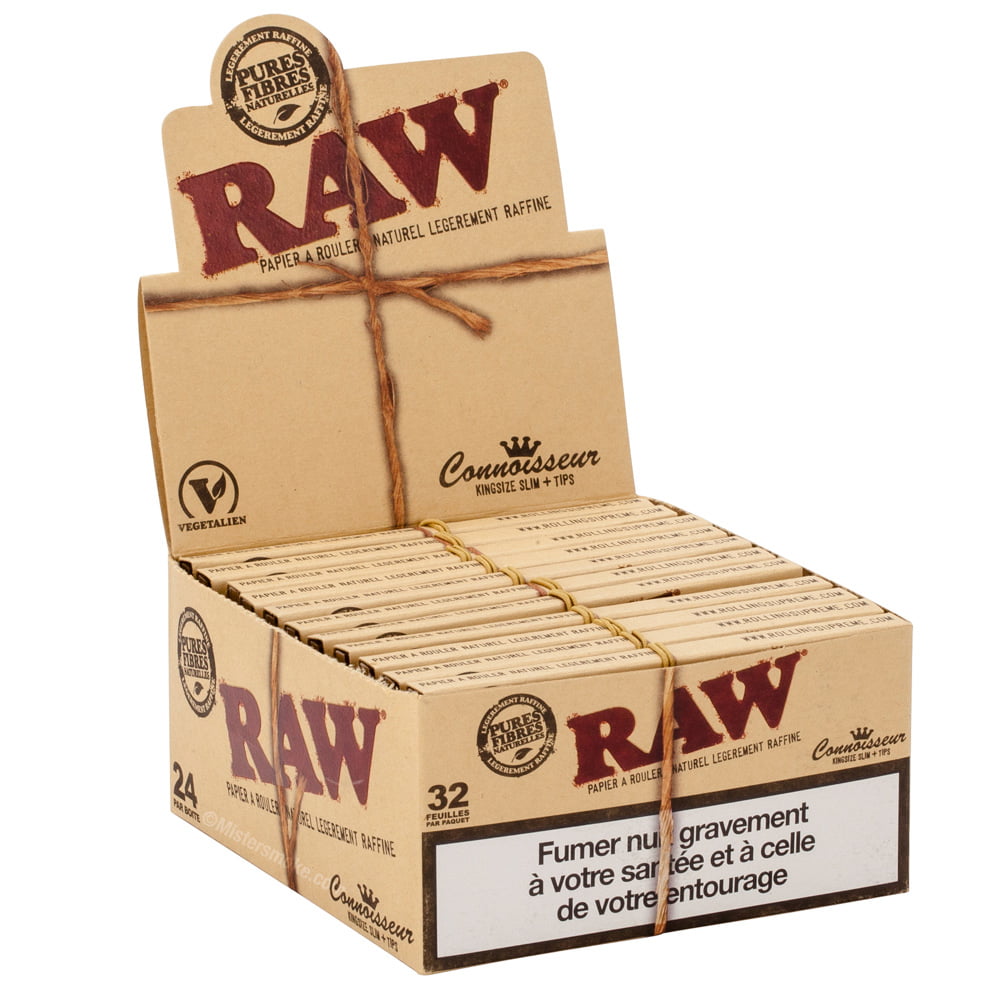 Boite de feuilles RAW SLIM +Filtres Préroulés par 24 - Feuilles