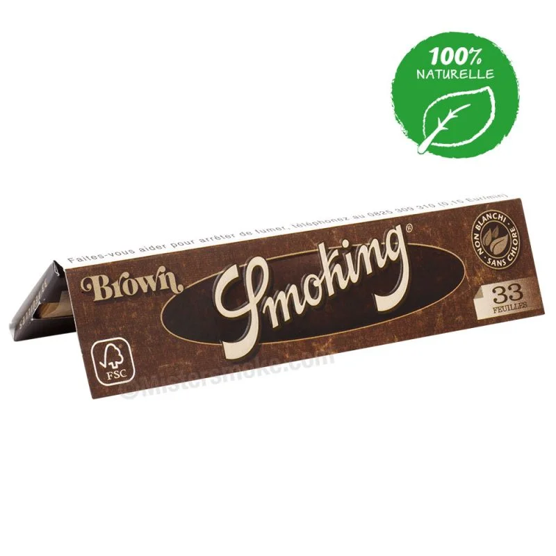 Carnet Smoking Brown Slim, papier à rouler marron, non blanchi, format slim, idéal pour un roulage naturel et écologique. Papier à rouler idéal pour joint. Sans additifs, sans chlore, sans goût.