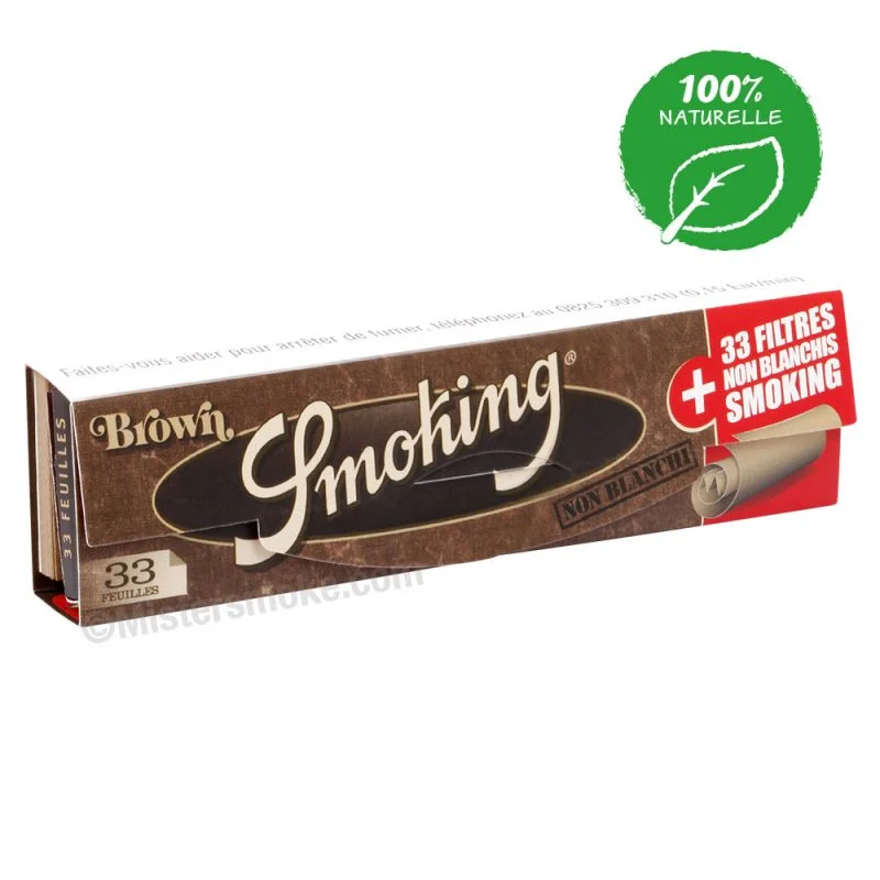 Smoking Brown - carnet de feuilles à rouler longues non blanchies avec filtres cartons intégrés.