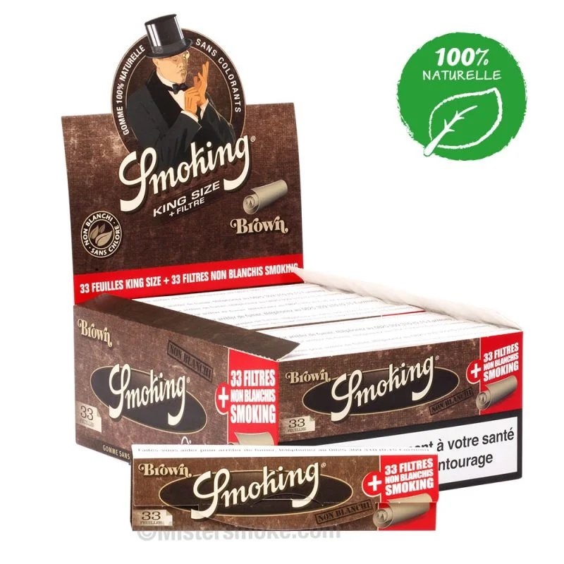 Feuilles à rouler Smoking Brown 2 en 1 - Boite de 24 carnets