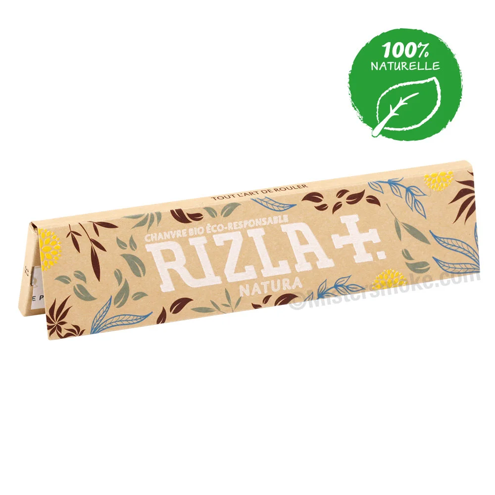 Papier à rouler Rizla Natura Slim, feuilles non blanchies et respectueuses de l’environnement, format slim, idéal pour un roulage naturel.