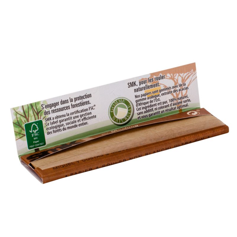 carnet de feuilles à rouler marron naturelles SMK brown slim.