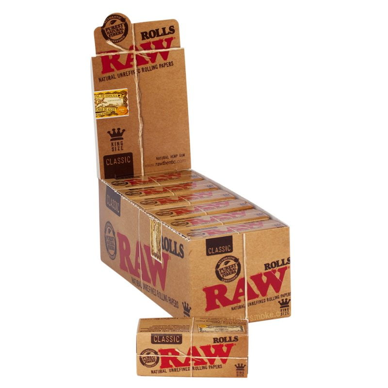 Feuille RAW en rouleau - Boite économique de 12 rouleaux de papier à rouler naturel, sans additifs.