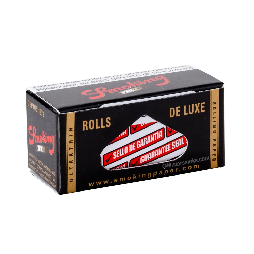 Smoking Rolls Deluxe, rouleau de papier à rouler ultra-fin, résistant et ajustable, idéal pour des roulages sur mesure avec un papier de qualité supérieure.