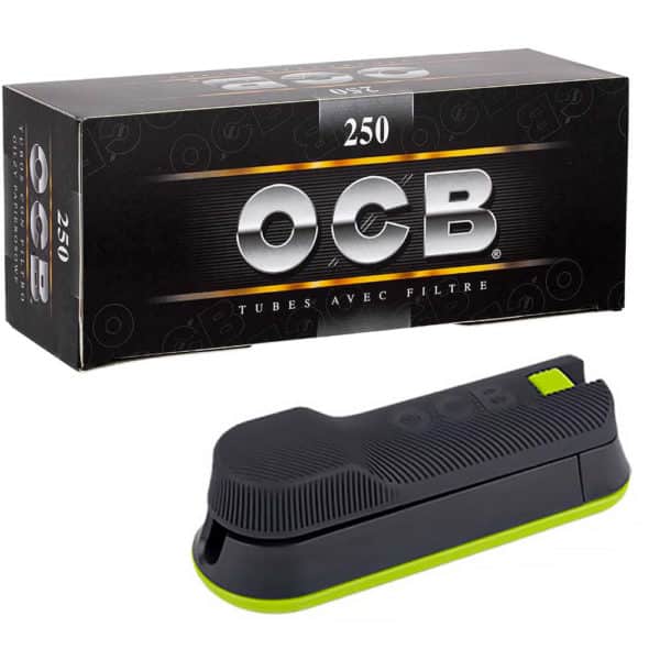 OCB economy kit with Tube filling machine OCB easy Glide and box of 250 OCB cigarette tubes.