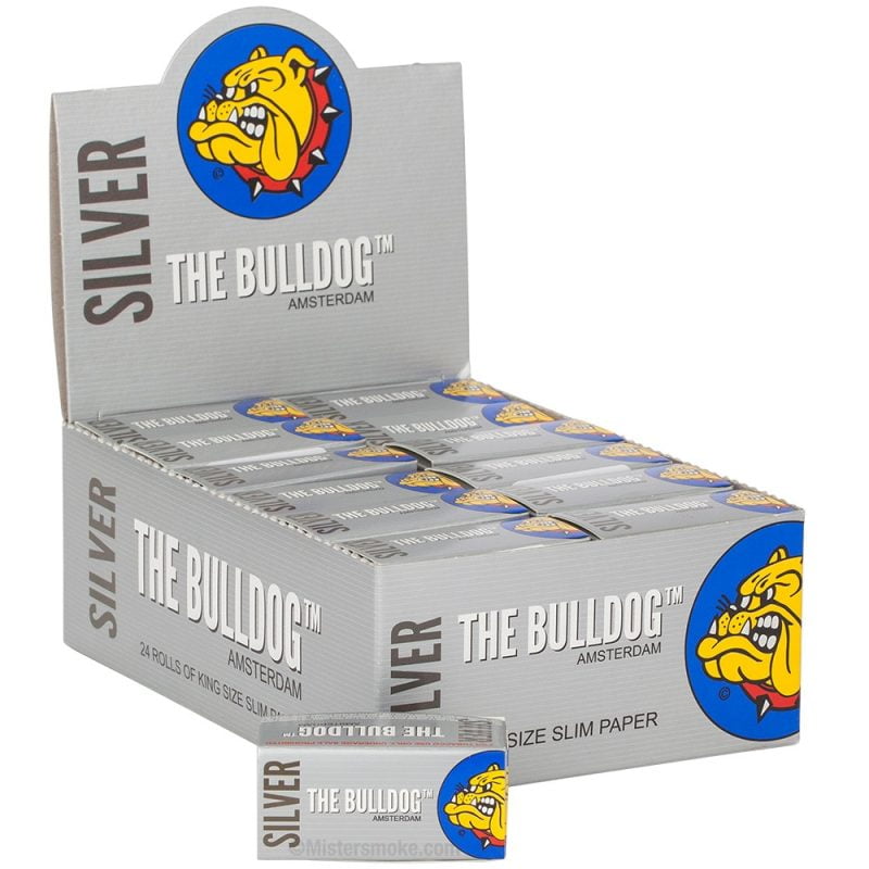 Rouleau de feuille à rouler The Bulldog - Boite de 24 rouleaux de papier à rouler slim