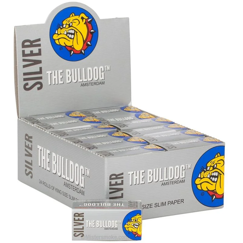 Rouleau de feuille à rouler The Bulldog - Boite de 24 rouleaux de papier à rouler slim
