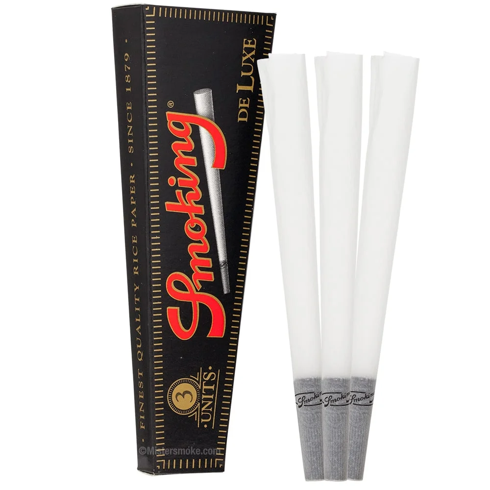 Lot de 3 cônes pré roulés 11 cm de la marque Smoking Deluxe - Filtres toncar intégrés - facile à remplir en tabac ou cbd.