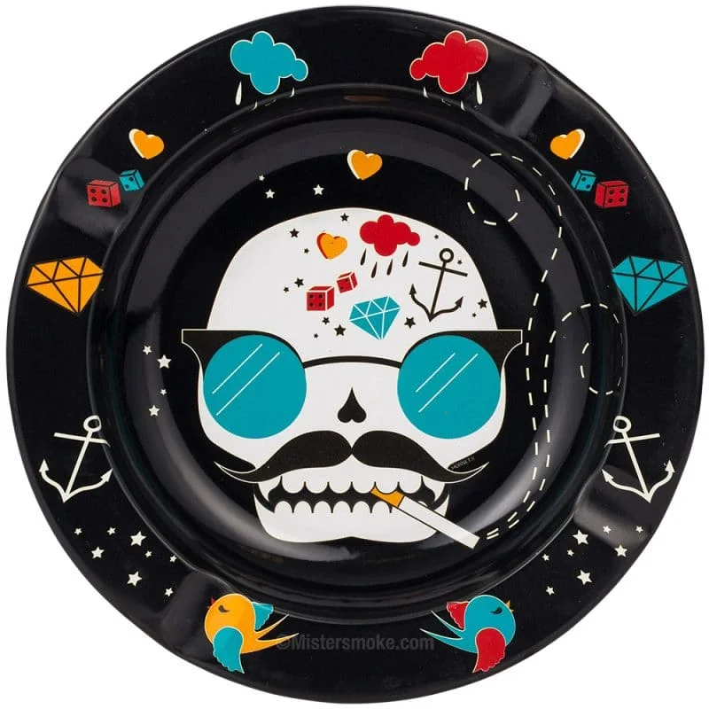 cendrier original exterieur/interieur, design calaveras,tête de mort mexicaine.