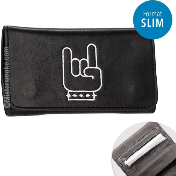 blague a tabac originale avec symbole rock n roll brodé