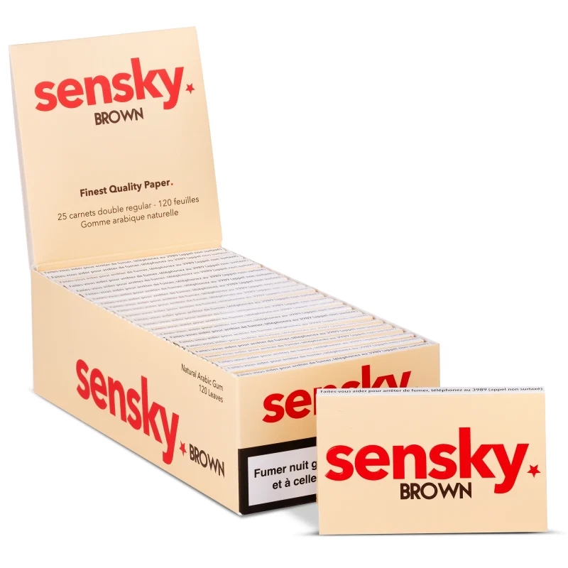 Sensky Brown - feuille à rouler marron, naturelle, non blanchie au chlore. Boite de 25 carnets au meilleur prix.