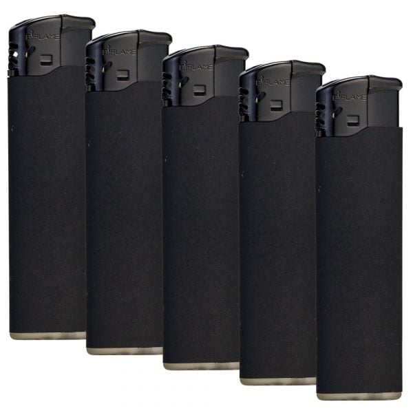 Lot de 5 briquets électroniques soft touch - Noir