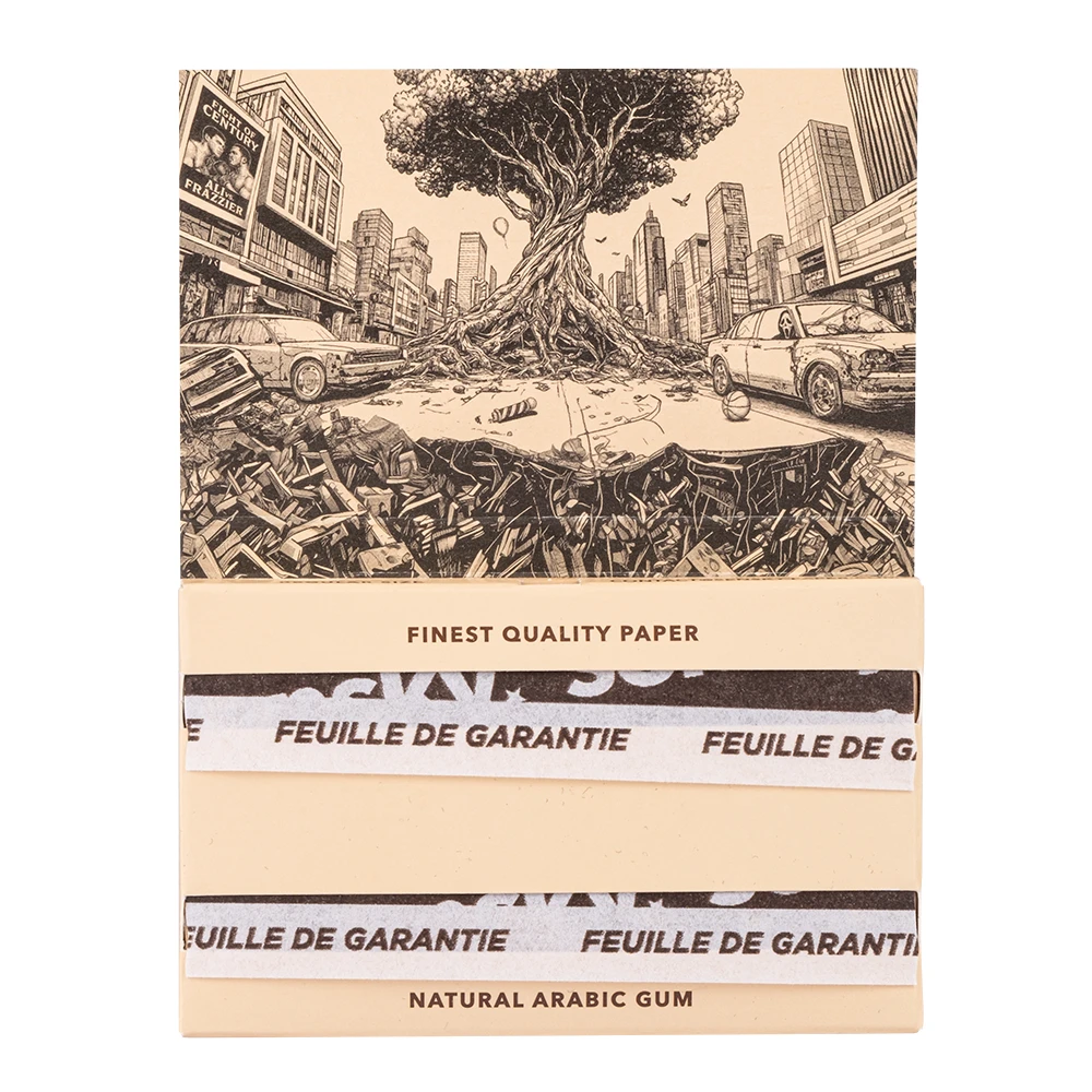 intérieur du carnet de feuilles à rouler naturelle et non blanchies sensky brow - format court regular - feuille de garantie - carnet FSC non blanchi au chlore