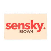 carnet sensky brown vue de face - carnet marron avec inscription de la marque sensky en rouge et la mention