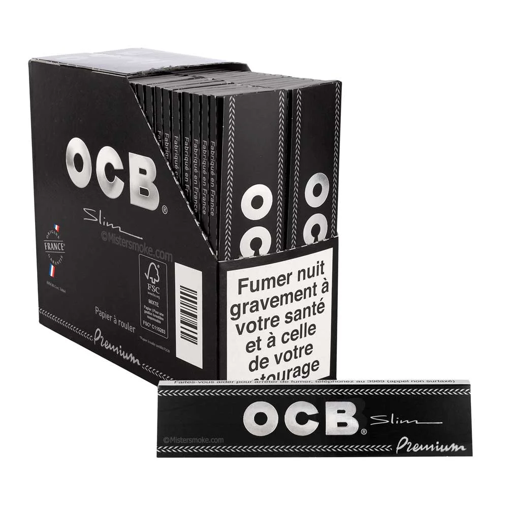 OCB Noir : lot de 50 paquets de feuilles à rouler OCB slim au display et au meilleur prix