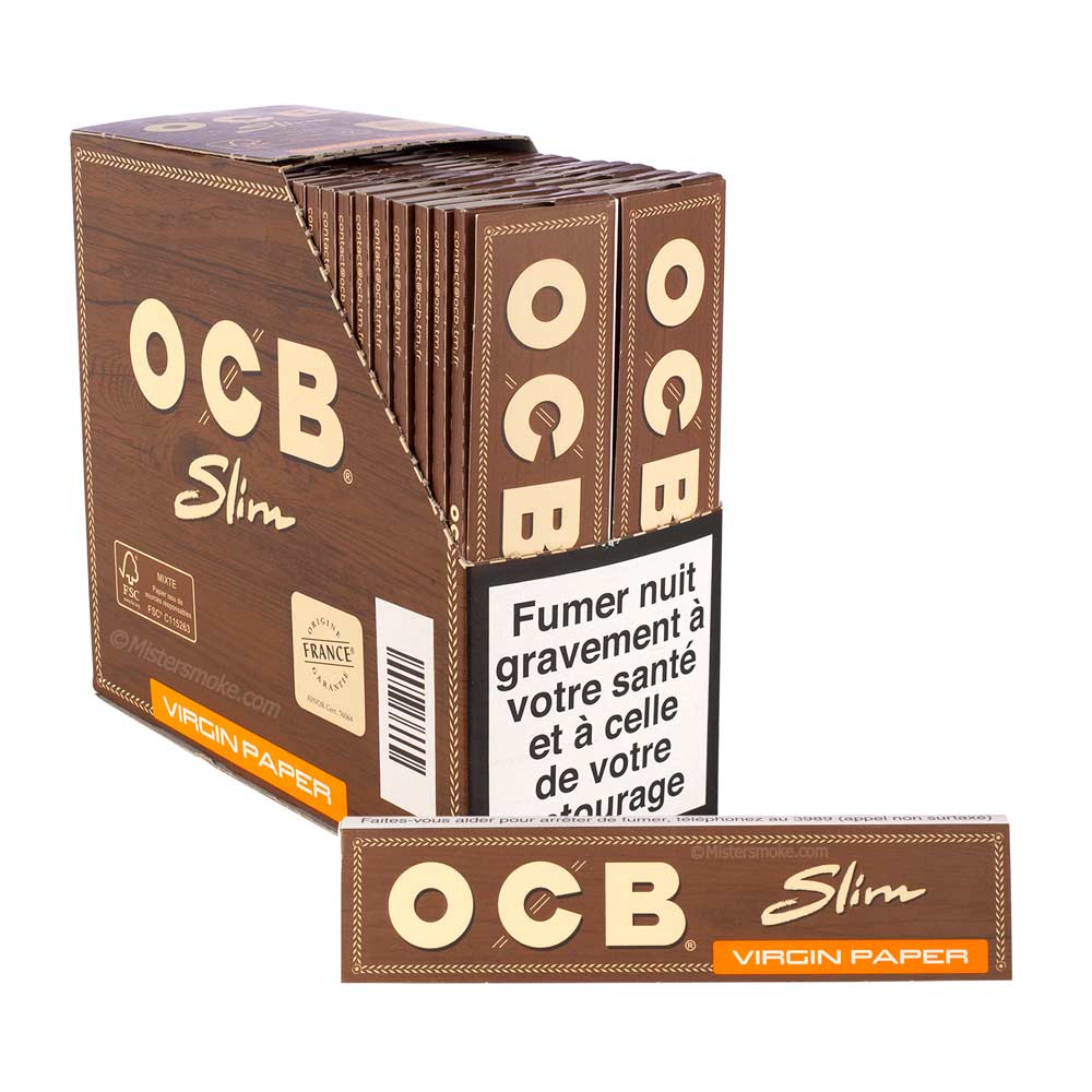 OCB Slim - Boite de 50 Paquets de Feuilles à Rouler OCB Non-Blanchi