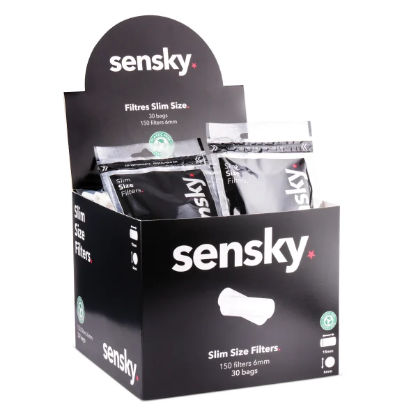 Schachtel mit 34 Beuteln mit 150 Sensky Slims-Filtern