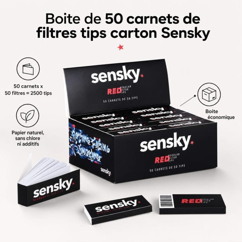 AAA - Boite de 50 carnets de filtres tips carton Sensky - image-1