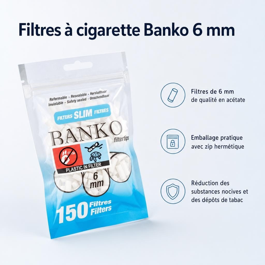 AAA - Filtre cigarette Banko 6 mm - Sachet de 150 filtres - image-1