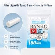 AAA - Filtre cigarette Banko 6 mm - Sachet de 150 filtres - image-2