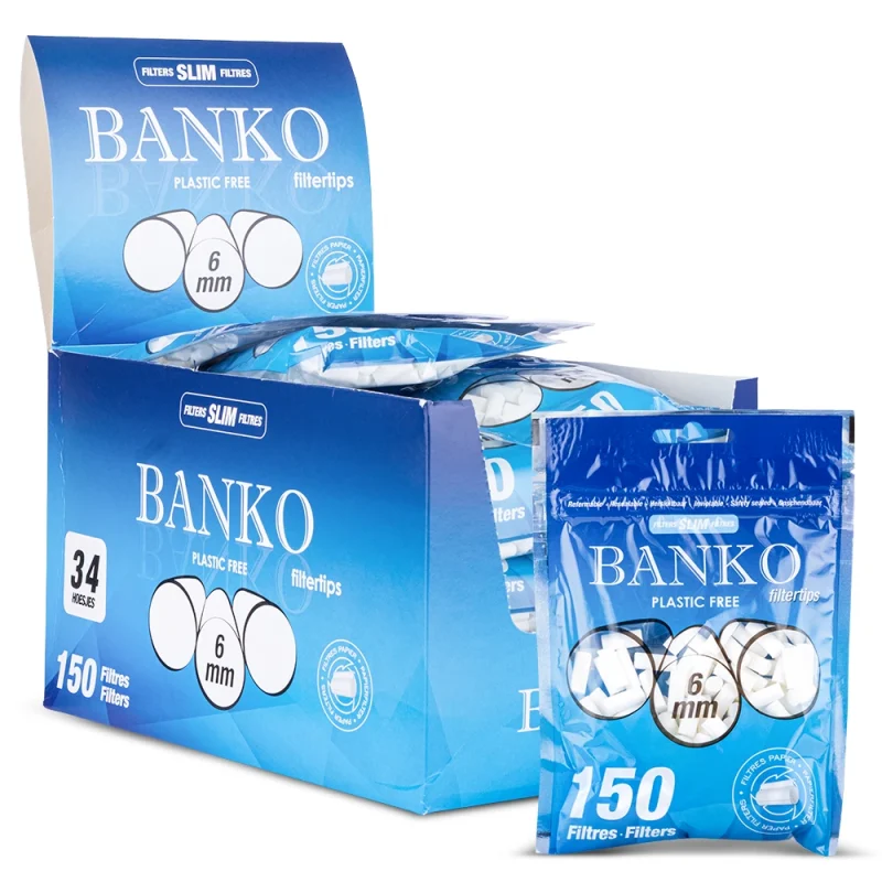 boite de sachets de filtres cigarettes BANKO slim 6 mm