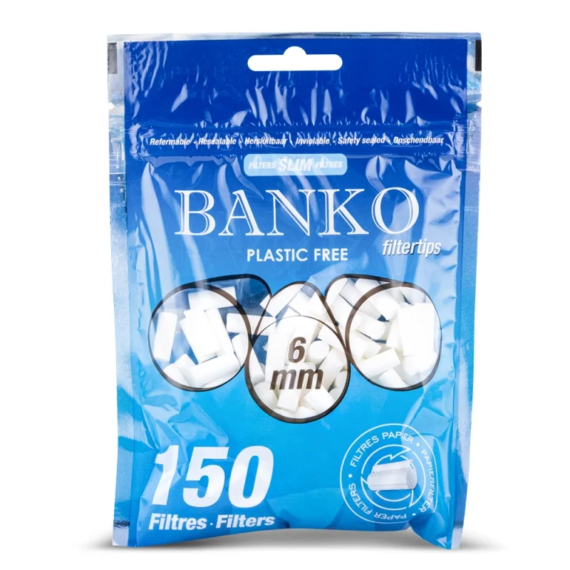 sachet de filtres à cigarette en mousse de la marque banko - 150 filtres slim 6 mm