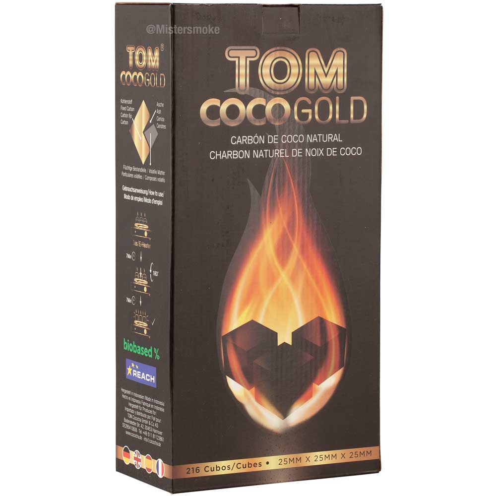 Tom Coco Gold 1KG Charbon naturel, à base de noix de coco de qualité  supérieure, pour chicha et barbecue