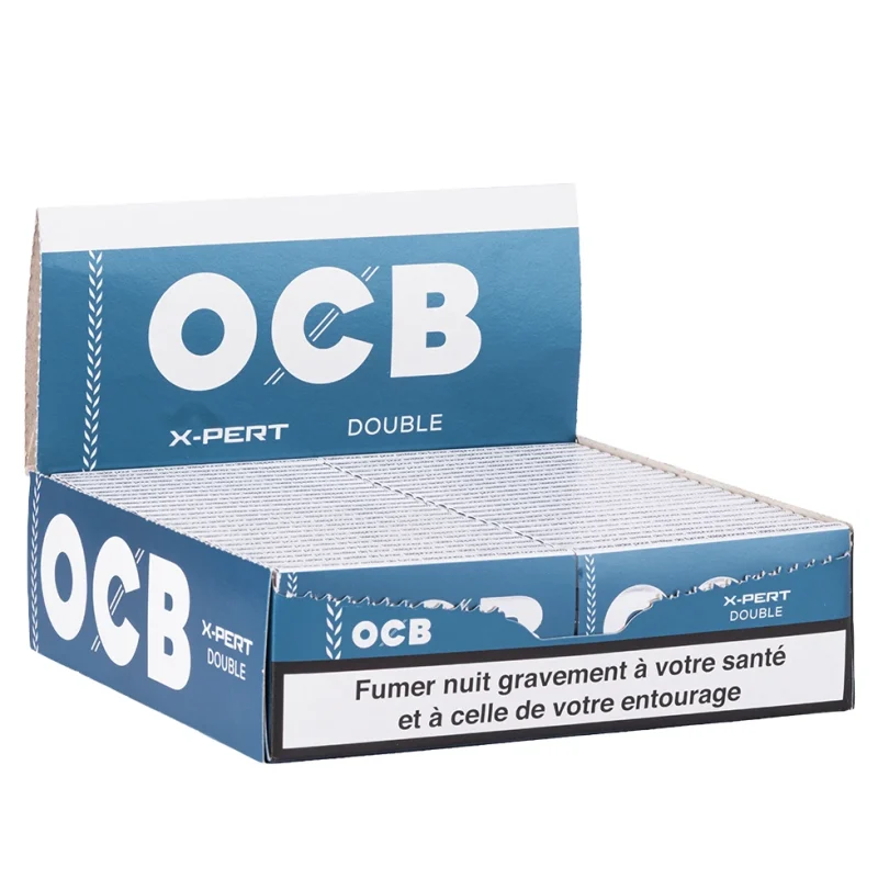 boite de 50 carnets de papier à rouler OCB XPert Double regular - feuilles courtes - carnet bleu