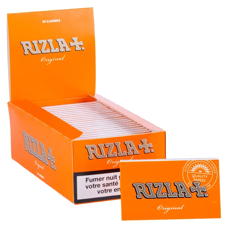 feuille a rouler rizla croix orange original - boite de 25 carnets