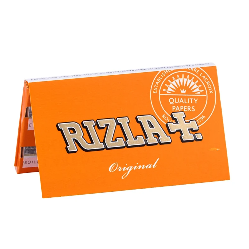 Rizla Orange - Papier à rouler court (petites feuilles) - Carnet de 100 feuilles blanchies sans chlore.
