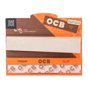 carnet de feuilles à rouler ocb slim longues avec filtres carton intégrés - papier naturel non blanchi et marron