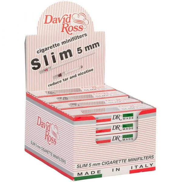 Schachtel mit 24 Packungen mit 10 David Ross Slim-Filtern