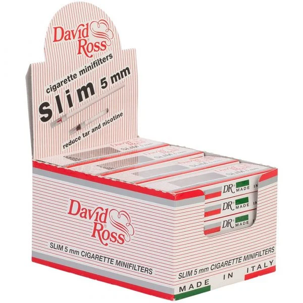 Schachtel mit 24 Packungen mit 10 David Ross Slim-Filtern