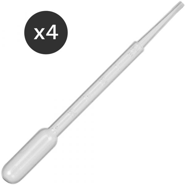 Lot de 4 pipettes graduées 3 ml en plastique