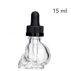 Flacon en verre tête de mort avec pipette compte-gouttes