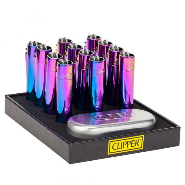 Schachtel mit 12 Metall-Clippern mit Display - Farbe Icy