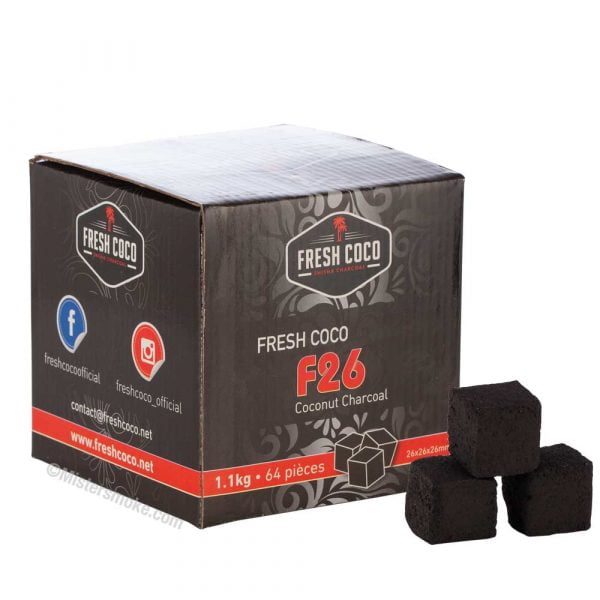 fresh coconut f26 c26 26mm natural charcoal cube