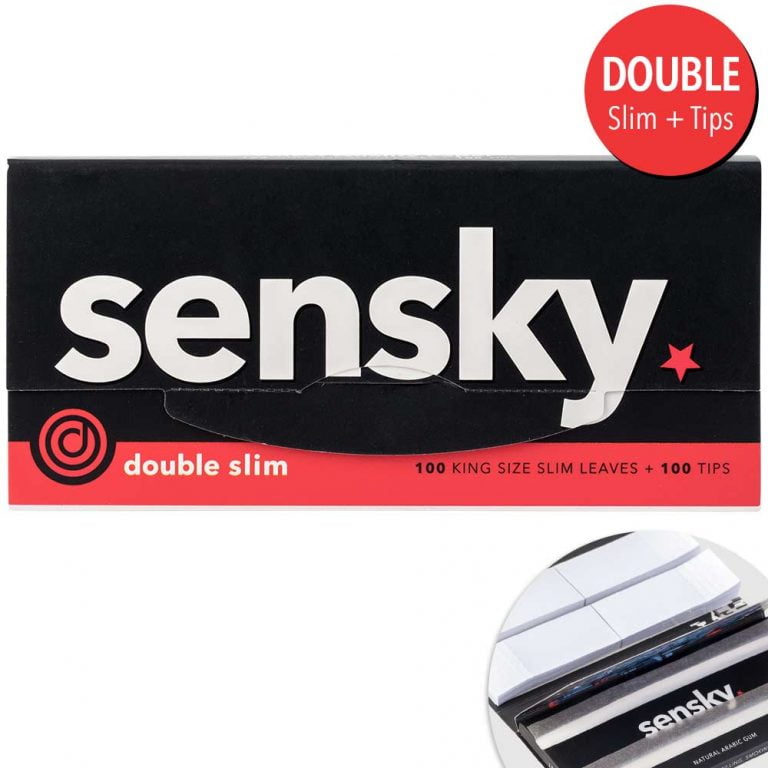 Feuilles à Rouler Double Slim SENSKY - Boîte 12 Carnets + Tips, 2400 Feuilles