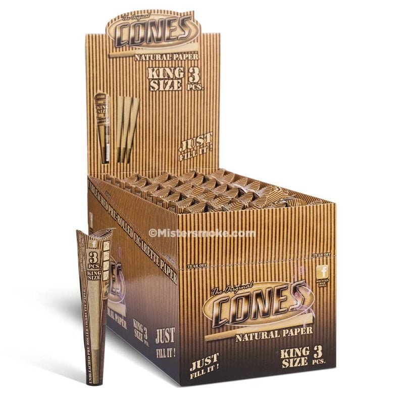 Un total de 96 cônes pré roulés natural format King size!
