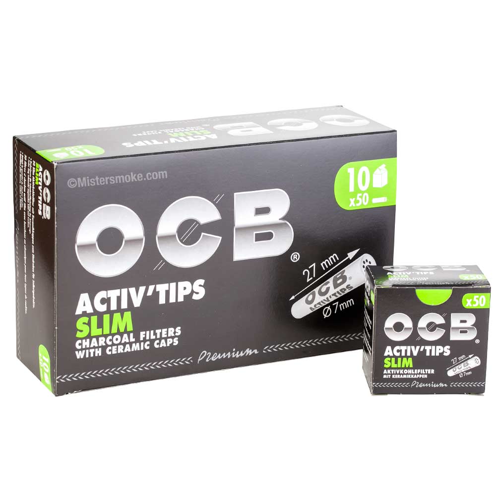 Boite de 10 paquets de 50 filtres charbon actif OCB | Mistersmoke