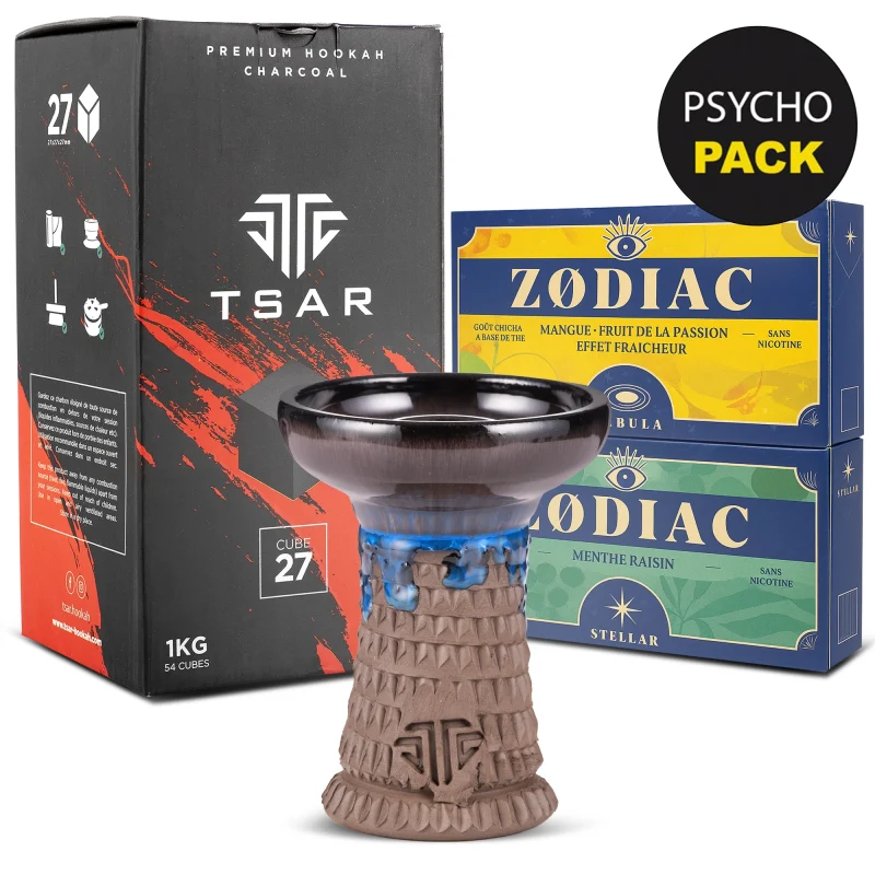pack goût chicha complet avec foyer, charbon naturel et goût zodiac.