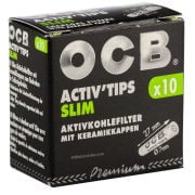 OCB Activ Tips - Filtres charbon actif - Boite de 10 filtres cigarettes