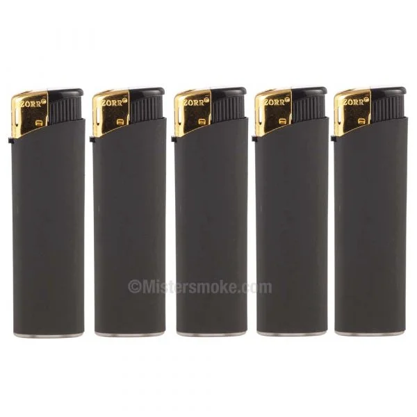 Briquet électronique rechargeable gaz - Lot de 5 briquets noir et or