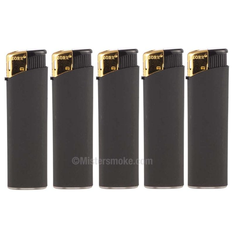 Briquet électronique rechargeable gaz - Lot de 5 briquets noir et or