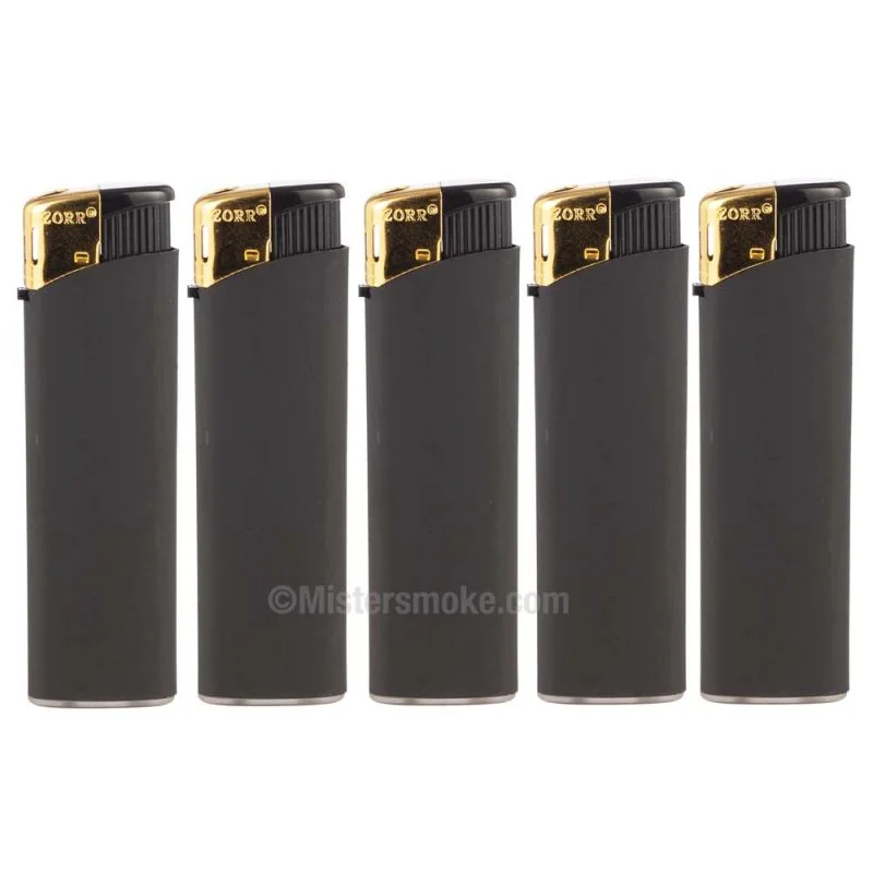 Briquet électronique rechargeable gaz - Lot de 5 briquets noir et or