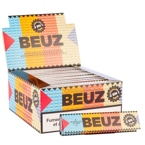 box of 24 BEUZ notebooks sheets king size slim + tips